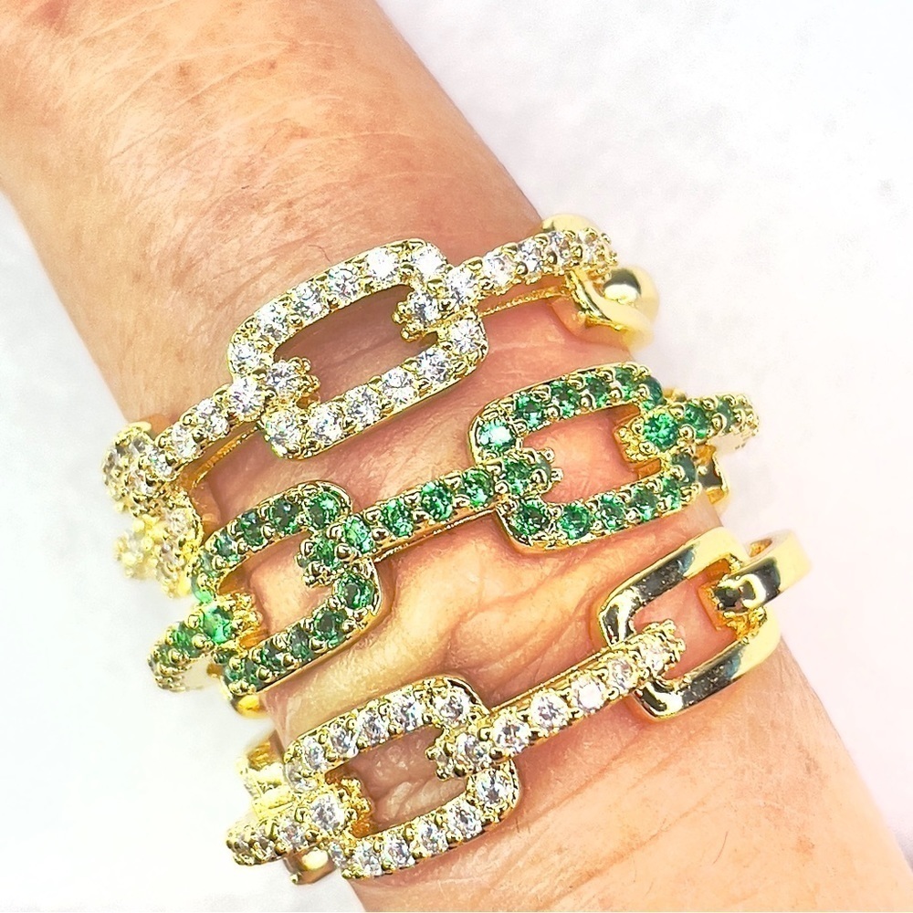 BRAND New 18K Gold Plated Cubic Zirconia 3 Rings Stackable size 7